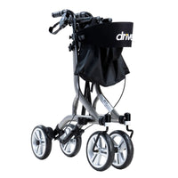 Drive Nitro SL Rollator with four large wheels, hand brakes, adjustable handles and black storage bag, front view.