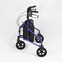 NRS Three Wheel Aluminium Rollator with black handles and storage pouch, white background, front view.