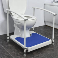 NRS Nuvo Petite Toilet Platform with nonslip, height-adjustable handrails for toilet support, front view.