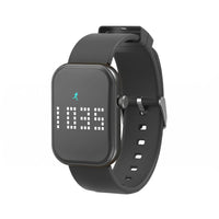 Pivotell Vibratime Smart Watch with digital rectangular face showing 10:36 and running icon, for routine management, front view.