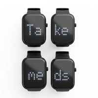 Four Pivotell Vibratime Smart Watches showing Take me ds in white text, set out in a 2x2 grid on white background, top view.