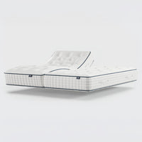 Opera Beds Premium Natural Pocket 2500 Mattress with adjustable pocket springs, shown elevated, angled side view.