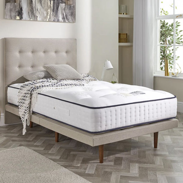 premium natural pocket 2500 mattress lifestyle image on a bed frame