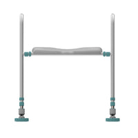 Gordon Ellis Prima Suction Feet shower chair with contoured seat, metal legs, knobs and suction feet, front view.