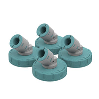 Four Gordon Ellis Prima Suction Feet for toilet aids or shower stools on a white background, top-down view.
