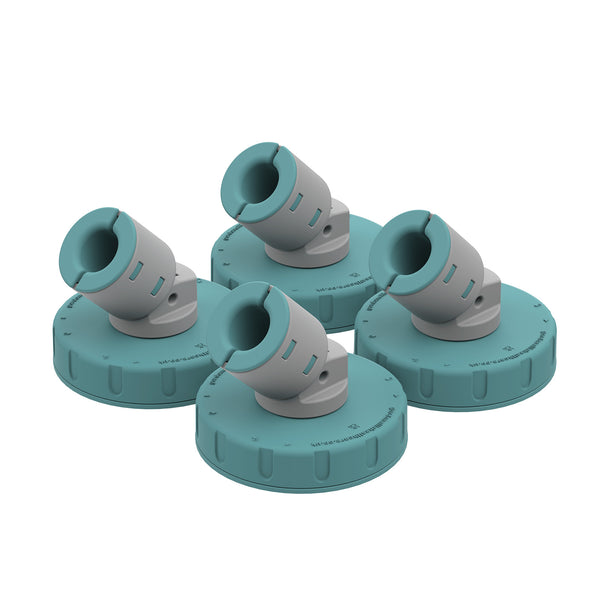 Four Gordon Ellis Prima Suction Feet for toilet aids or shower stools on a white background, top-down view.