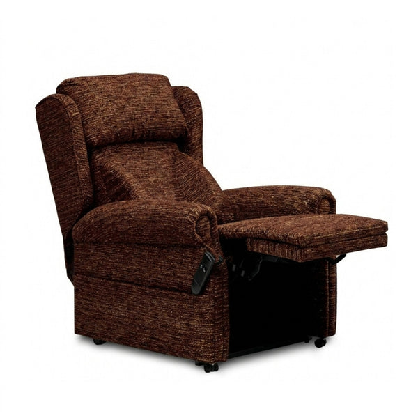 Repose Seating Chatsworth Dual Motor Recliner Chair with firm foam support and extended footrest on a white background, front view.