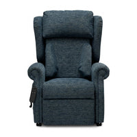 Chatsworth Dual Motor Riser Recliner Chair with firm foam lateral cushions and side remote, front view.