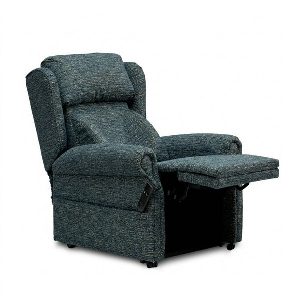 Repose Seating Chatsworth Dual Motor Recliner Chair with padded arms, firm cushions and extended footrest, front angle view.