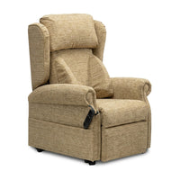 Repose Chatsworth Dual Motor Riser Recliner Chair with firm cushions, remote control and high backrest, front view.
