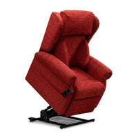 Chatsworth dual motor riser recliner chair with firm foam cushions and lift function, front view.