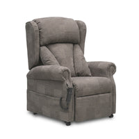 Repose Chepstow Dual Motor Riser Recliner Chair with plush cushions and remote control, front view.