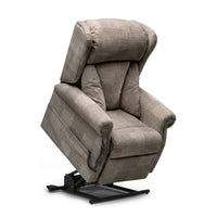 Repose Chepstow Dual Motor Riser Recliner Chair with padded arms and motorised metal base, front view.