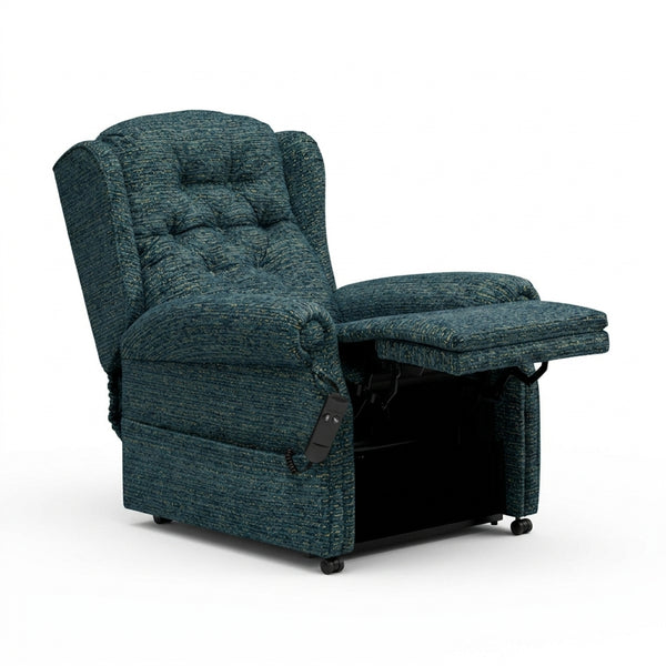 Marbella Dual Motor Riser Recliner Chair with tufted back, pocket sprung seat and remote control, front view.