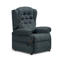 Repose Marbella Dual Motor Riser Recliner Chair with button back, rolled arms and remote control, front view.