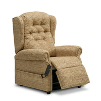 Marbella Dual Motor Recliner Chair with tufted back, pocket sprung seat, lift-up footrest and right-side remote, front angle.