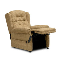 Repose Marbella Dual Motor Riser Recliner Chair with tufted backrest, pocket sprung seat and side remote, front view.