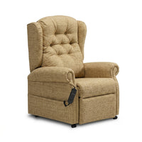 Repose Seating Marbella Dual Motor Riser Recliner Chair with button-tufted back, pocket sprung seat and wired remote, front view.