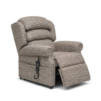 Repose Rimini Dual Motor Tilt-in-Space Chair with deluxe pocket sprung seat, remote control and extended footrest, side view.
