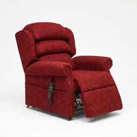 Repose Seating Rimini Dual Motor Tilt-in-Space Chair with plush cushions, pocket sprung seat and remote, front view.