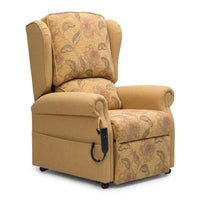 Repose Westbury Dual Motor Riser Recliner Chair with padded arms and high back, UK-made, against white background, front view.