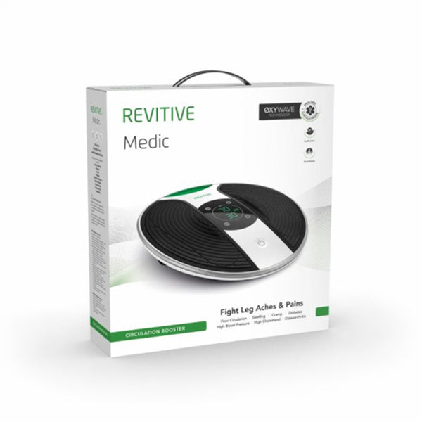Revitive New Medic circulation booster box with OxyWaves technology and Revitive logo, front view.
