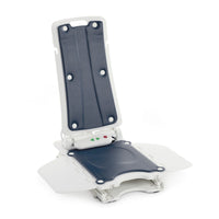 NRS Riverdale Bath Lift with padded seat and foldable side flaps for powered bath support, front view.