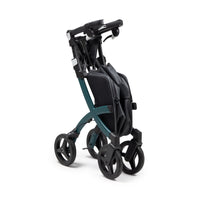 Jungle green Rollz Flex 2-in-1 rollator and shopping trolley with upright folding frame, side view.