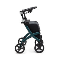 Rollz Flex 2-in-1 rollator and shopping trolley in jungle green, side view on white background.