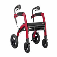 Ruby Red Rollz Motion Performance all-terrain rollator and wheelchair combination, shown from side view.