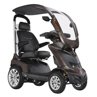 Drive Royale 4 Sport Scooter with four wheels, roof, windshield and seat, 1500W motor, outdoor mobility aid, side view.