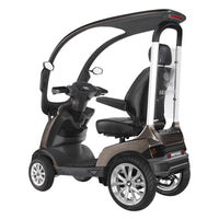Drive Royale 4 Sport Scooter with four wheels, roof, open sides, seat and dashboard, 1500W motor, front angle view.