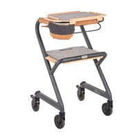 Saljol Indoor Rollator with padded seat, storage pouch and four wheels, indoor mobility aid, front view.