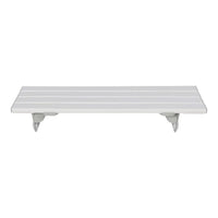 Savanah slatted bath board with reinforced plastic slats and two support brackets, designed for wall mounting, angled view.