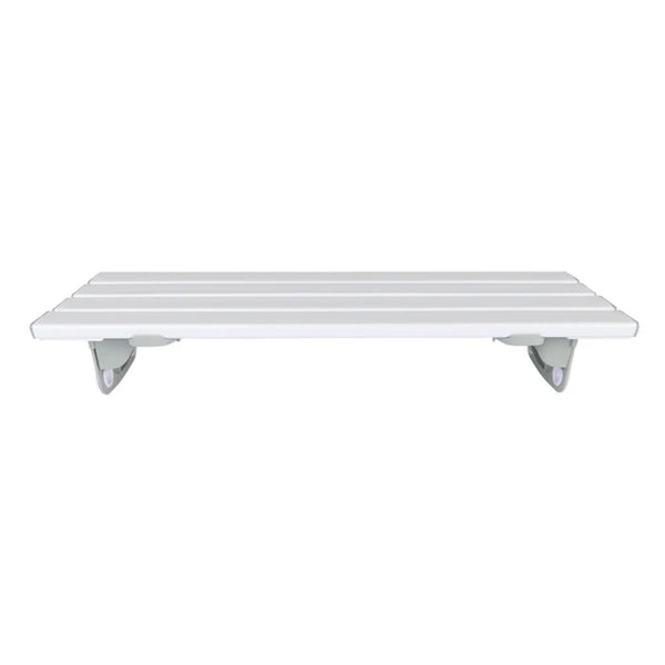 Savanah Slatted Bath Board with reinforced plastic slats and two brackets, plain background, top angle view.