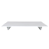 Savanah Slatted Bath Board with reinforced slats and metal brackets, wall-mounted, plain background, front view.