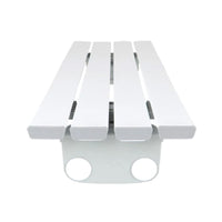 Savanah Slatted Bath Board with reinforced slats and two large round mounting holes for bath support, side view.