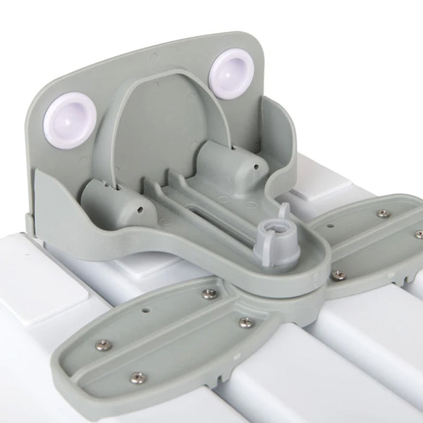 Savanah Slatted Bath Board with reinforced plastic slats and circular cut-outs, top view.