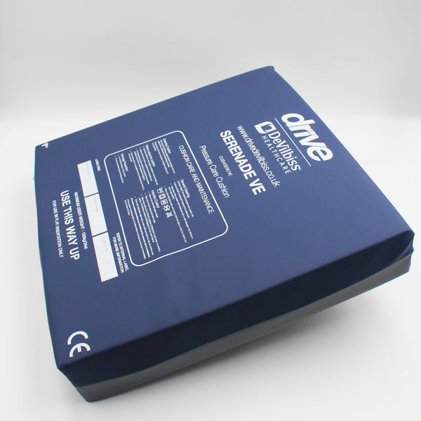 Serenade VE Seat Cushion by Sidhil with visco-elastic foam, printed instructions and logo visible, front view.