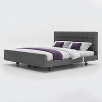 Opera Beds Signature Comfort Dual Profiling Bed with adjustable base and tufted headboard, front view.