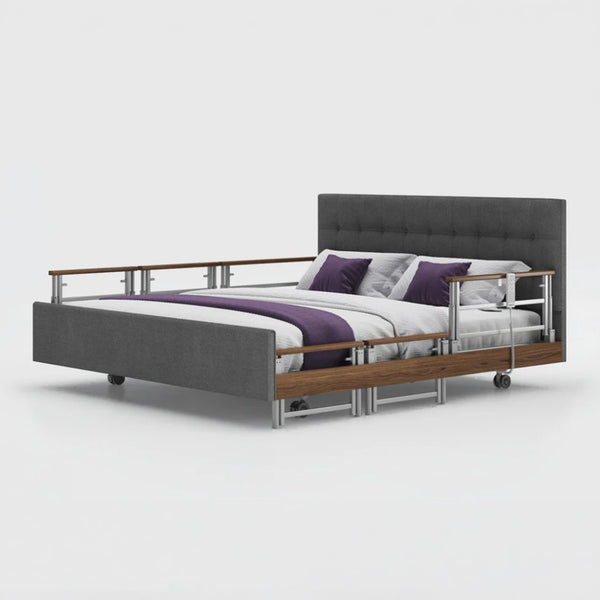 Opera Beds Signature Comfort Plus Dual Profiling Bed with drop side rails and modern design, front view.