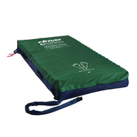 Sidhil Simple Plus 4ft Wide Bariatric Air Mattress with printed white text, foot outlines and safety strap for pressure sore prevention, top view.