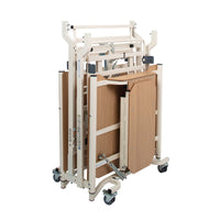 Drive Solite Pro Ultra Low Bed with wood panels and metal frame on wheels, designed for easy transport, side view.