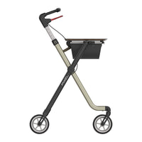 Rehasense Space I Indoor Rollator with hand brake and adjustable handle, side view.