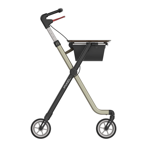 Rehasense Space I Indoor Rollator with hand brake and adjustable handle, side view.