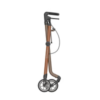 Lightweight, height-adjustable Rehasense Space I Indoor Rollator folded upright against a white background, side view.