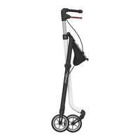 Rehasense Space I Indoor Rollator, compact and foldable with two wheels and height-adjustable handle, side view.