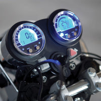 Drive Sport Rider Scooter dashboard with digital speedometer and controls, close-up.