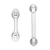 Lifemax Stick ‘n’ Stay Grab Bar with locking suction cups and indicator, side/top view.