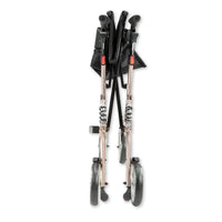 Urathon Stratus Bariatric Suspension Rollator with wheels, handles, and folded frame, rear view.